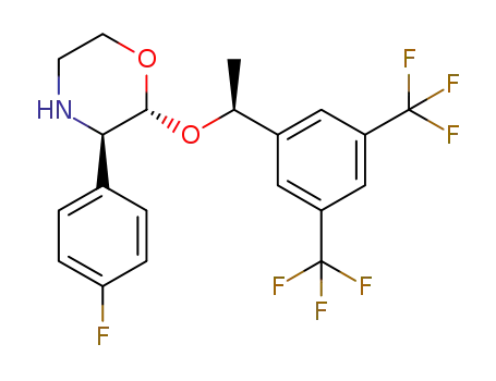 Molecular Structure of 1242175-36-5 (2-[1-(3,5-bis-trifluoro-methylphenyl)ethoxy]-3-(4-fluorophenyl)morpholine)