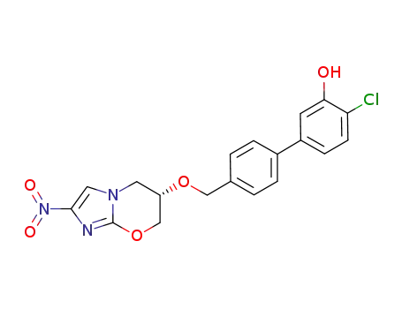 Molecular Structure of 1198422-57-9 (4-chloro-40-({[(6S)-2-nitro-6,7-dihydro-5H-imidazo[2,1-b]-[1,3]oxazin-6-yl]oxy}methyl)[1,10-biphenyl]-3-ol)