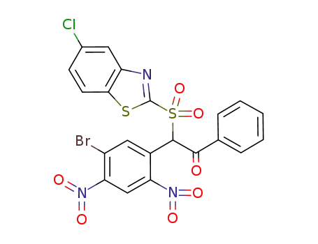Molecular Structure of 1226527-27-0 (2-(5-chloro-benzothiazole-2-sulfonyl)-2-(5-bromo-2,4-dinitro-phenyl)-1-phenyl-ethanone)