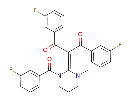 Molecular Structure of 1228685-32-2 (2-[1-(3-fluorobenzoyl)-3-methyltetrahydropyrimidin-2(1H)-ylidene]-1,3-bis(3-fluorophenyl)propane-1,3-dione)