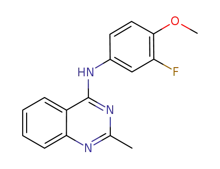 Molecular Structure of 827031-11-8 (4-Quinazolinamine, N-(3-fluoro-4-methoxyphenyl)-2-methyl-)