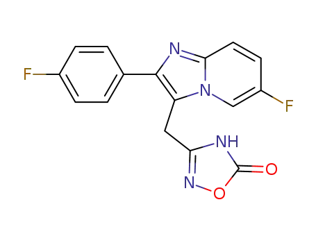Molecular Structure of 1197849-36-7 (3-((6-fluoro-2-(4-fluorophenyl)imidazo[1,2-a]pyridin-3-yl)methyl)-1,2,4-oxadiazol-5(4H)-one)