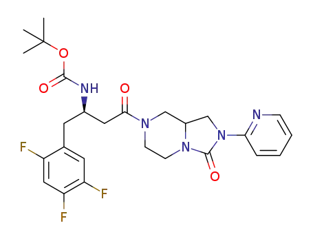 Molecular Structure of 1256815-36-7 (tert-butyl [(1R)-3-[2-(pyridin-2-yl)-hexahydro-3-oxoimidazo[1,5-a]pyrazin-7(8H)-yl]-3-oxo-1-(2,4,5-trifluorobenzyl)propyl]carbamate)