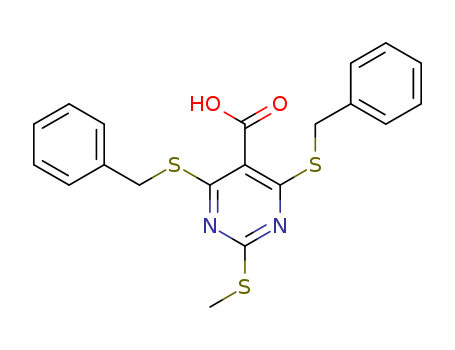 5-Pyrimidinecarboxylic acid, 2-(methylthio)-4,6-bis[(phenylmethyl)thio]-