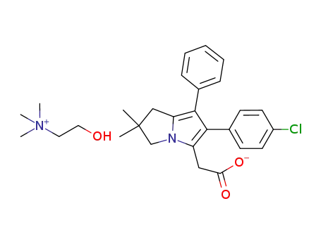 Molecular Structure of 1224948-00-8 (6-(4-chlorophenyl)-2,2-dimethyl-7-phenyl-2,3-dihydro-1H-pyrrolizin-5-ylacetic acid choline salt)