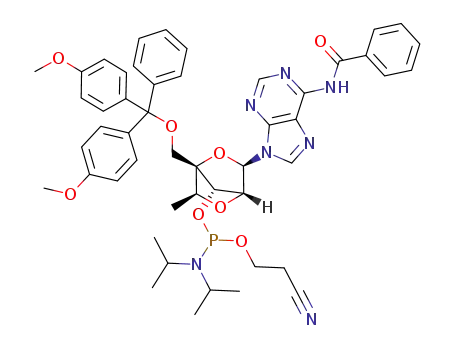 (1S,3R,4R,6S,7S)-3-(6-N-benzoyladenin-9-yl)-7-[2-cyanoethoxy(diisopropylamino)phosphinoxy]-1-(4,4'-dimethoxytrityloxymethyl)-6-methyl-2,5-dioxabicyclo[2.2.1]heptane