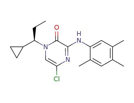 Molecular Structure of 1173523-71-1 ((R)-5-chloro-1-(1-cyclopropylpropyl)-3-(2,4,5-trimethylphenylamino)pyrazin-2(1H)-one)