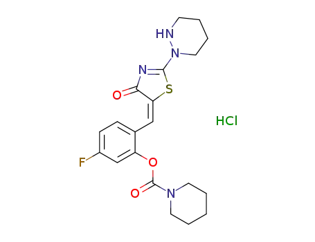 2-{[(5E)-2-(1,2-diazinan-1-yl)-4-oxo-4,5-dihydro-1,3-thiazol-5-ylidene]methyl}-5-fluorophenyl piperidine-1-carboxylate hydrochloride