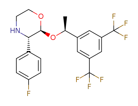 Molecular Structure of 1242175-38-7 ((2S,3S)-2-[(1S)-1-(3,5-bis-trifluoro-methylphenyl)ethoxy]-3-(4-fluorophenyl)morpholine)
