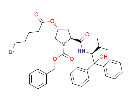 benzyl (2S,4R)-4-(5-bromo-pentanoyloxy)-2-((S)-1-(hydroxy-diphenyl-methyl)-2-methyl-propylcarbamoyl)-pyrrolidine-1-carboxylate