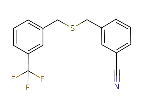 Molecular Structure of 1187442-34-7 (3-({[-3-(trifluoromethyl)benzyl]thio}methyl)benzonitrile)