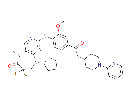 4-(9-cyclopentyl-7,7-difluoro-5-methyl-6-oxo-6,7,8,9-tetrahydro-5H-pyrimido[4,5-b][1,4]diazepin-2-ylamino)-3-methoxy-N-(3,4,5,6-tetrahydro-2H-[1,2']bipyridinyl-4-yl)-benzamide
