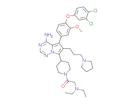 1-(4-(4-amino-5-(4-(3,4-dichlorophenoxy)-3-methoxyphenyl)-6-(3-(pyrrolidin-1-yl)propyl)pyrrolo[2,1-f][1,2,4]triazin-7-yl)piperidin-1-yl)-2-(diethylamino)ethanone