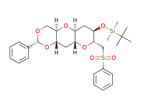 (2R,3S,4aR,6R,7R,8aS)-7-(tert-butyldimethylsilyloxy)-2-(hydroxymethyl)-6-(phenylsulfonylmethyl)octahydropyrano[3,2-b]pyran-3-ol benzylidene acetal