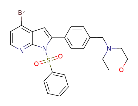 Molecular Structure of 942920-82-3 (4-bromo-2-[4-(N-morpholinylmethyl)phenyl]-1-phenylsulfonyl-1H-pyrrolo[2,3-b]pyridine)