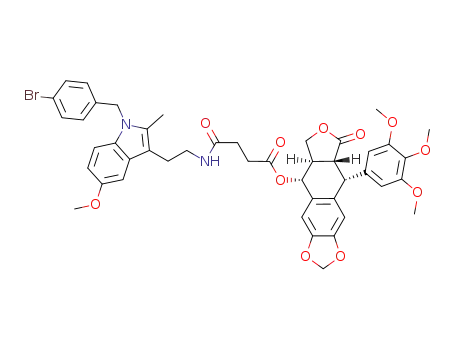 podophyllotoxinyl-N-[2-{1-(4-bromobenzyl)-5-methoxy-2-methyl-1H-indol-3-yl}-ethylamino]-4-oxobutanoate