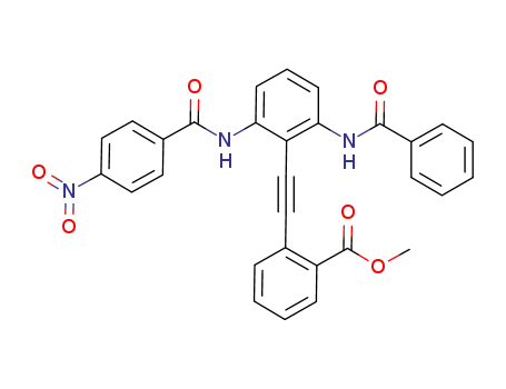 Molecular Structure of 1241374-74-2 (methyl 2-((2-benzamido-6-(4-nitrobenzamido)phenyl)ethynyl)benzoate)