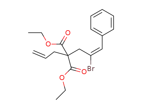 Molecular Structure of 1254219-14-1 (diethyl 2-allyl-2-((E)-3-phenyl-2-bromo-2-propenyl)malonate)