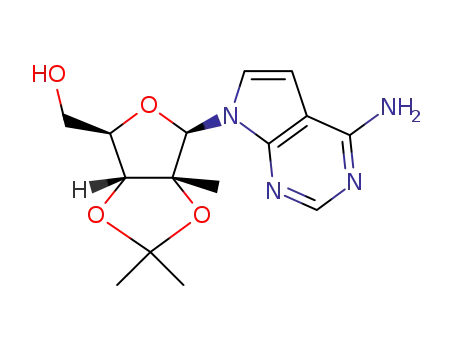 Molecular Structure of 862188-59-8 ([(3aR,4R,6R,6aR)-6-(4-amino-7H-pyrrolo[2,3-d]pyrimidin-7-yl)-2,2,6a-trimethyltetrahydrofuro[3,4-d][1,3 ]dioxol-4-yl]methanol)