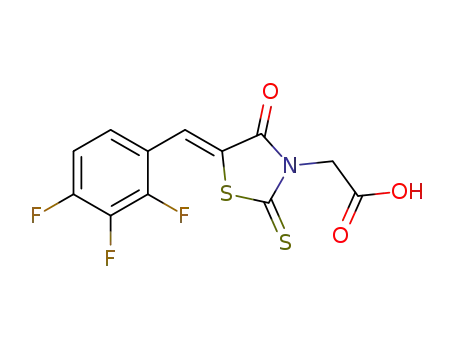 Molecular Structure of 1222801-80-0 ((Z)-2-(4-oxo-2-thioxo-5-(2,3,4-trifluorobenzylidene)thiazolidin-3-yl)acetic acid)
