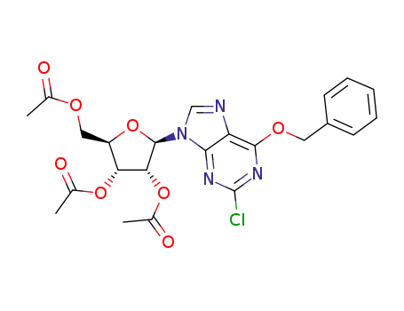 Molecular Structure of 1234319-76-6 (6-benzyloxy-2-chloro-9-(2',3',5'-tri-O-acetyl-β-D-ribofuranosyl)purine)