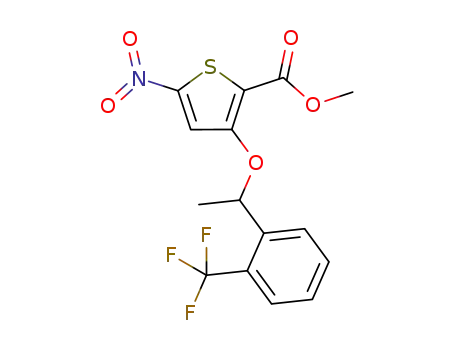 methyl (+/-)-5-nitro-3-(1-(2-(trifluoromethyl)phenyl)ethoxy)thiophene-2-carboxylate