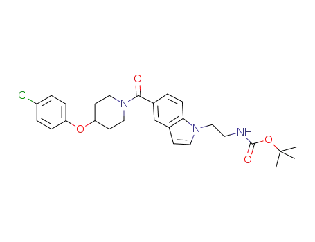 Molecular Structure of 1304787-86-7 (tert-butyl (2-(5-(4-(4-chlorophenoxy)piperidine-1-carbonyl)-1H-indol-1-yl)ethyl)carbamate)