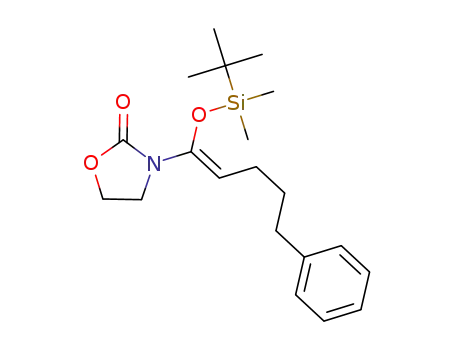 Molecular Structure of 1330660-53-1 ((Z)-3-(1-((tert-butyldimethylsilyl)oxy)-5-phenylpent-1-en-1-yl)oxazolidin-2-one)