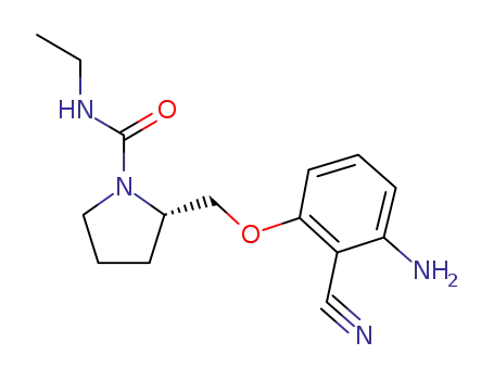 Molecular Structure of 1093205-90-3 ((S)-2-((3-amino-2-cyanophenoxy)methyl)-N-ethylpyrrolidine-1-carboxamide)