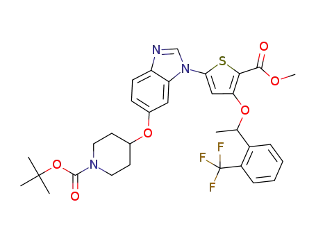 tert-butyl (+/-)-4-(1-(5-(methoxycarbonyl)-4-(1-(2-(trifluoromethyl)phenyl)ethoxy)thiophen-2-yl)-1H-benzo[d]imidazol-6-yloxy)piperidine-1-carboxylate