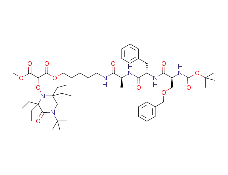 2-(4-tert-butyl-2,2,6,6-tetraethyl-3-oxo-piperazine-1-yloxy)malonic acid [5-(N-Boc-O-Bn-seryl-phenylalanyl-alanylamido)pentyl] ester methyl ester