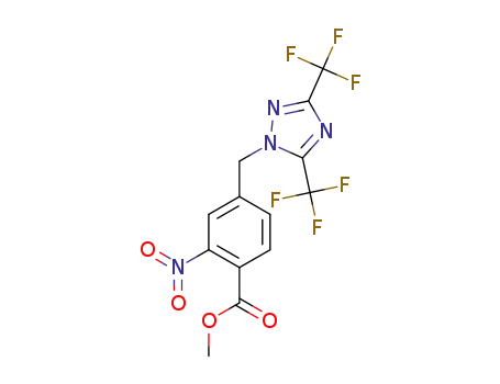 Molecular Structure of 1207090-47-8 (methyl 4-{[3,5-bis(trifluoromethyl)-1H-1,2,4-triazol-1-yl]methyl}-2-nitrobenzoate)