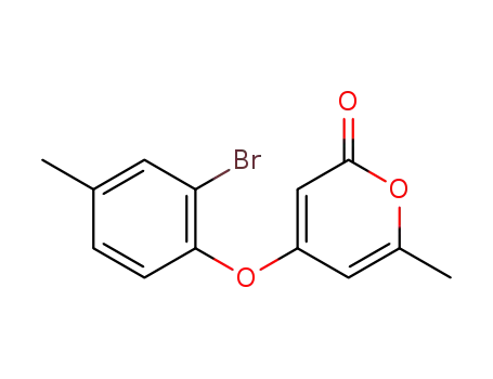 Molecular Structure of 1259312-84-9 (4-(2-bromo-4-methylphenoxy)-6-methyl-2-pyrone)