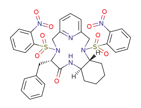 Molecular Structure of 1350538-37-2 ((4R,9R,12S)-12-benzyl-3,13-bis(2-nitrobenzenesulfonyl)-3,10,13,19-tetraazatricyclo[13.3.1.0(4,9)]nonadeca-1<sup>(19)</sup>,15,17-trien-11-one)