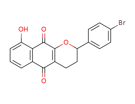 Molecular Structure of 1309944-32-8 (2-(4-bromophenyl)-9-hydroxy-3,4-dihydro-2H-benzo[g] chromene-5,10-dione)