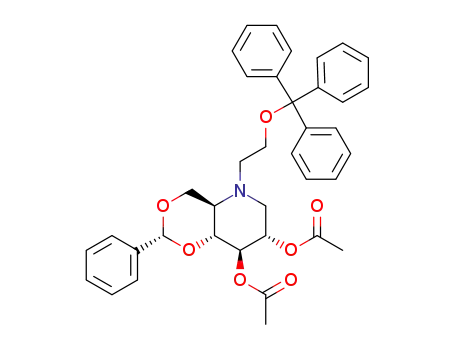 2,3-di-O-acetyl-4,6-O-benzylidene-1,5-dideoxy-N-(2-triphenylmethyloxyethyl)-1,5-imino-D-glucitol