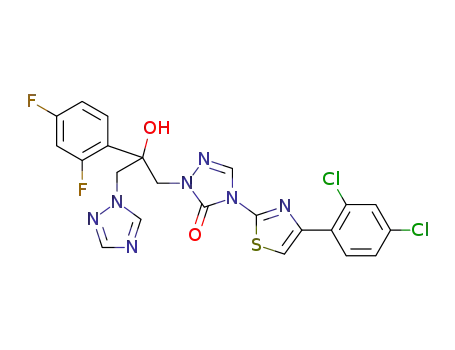 Molecular Structure of 1312809-91-8 (4-(4-(2,4-dichlorophenyl)thiazol-2-yl)-1-(2-(2,4-difluorophenyl)-2-hydroxy-3-(1H-1,2,4-triazol-1-yl)propyl)-1H-1,2,4-triazol-5(4H)-one)