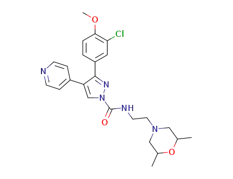 3-(3-chloro-4-methoxyphenyl)-N-(2-(2,6-dimethylmorpholino) ethyl)-4-(pyridin-4-yl)-1H-pyrazole-1-carboxamide