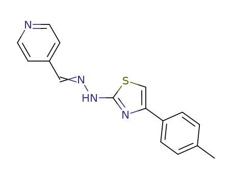 Molecular Structure of 1011930-68-9 (1-(pyridin-4-ylmethylene)-2-(4-p-tolylthiazol-2-yl)hydrazine)