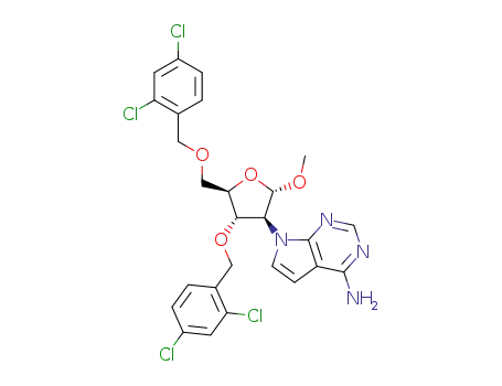 4-amino-7-[methyl 3,5-bis-O-(2,4-dichlorobenzyl)-α-D-arabinofuranosid-2-yl]-7H-pyrrolo[2,3-d]pyrimidine