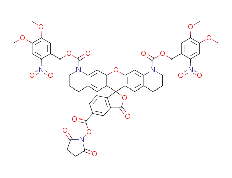 Molecular Structure of 1352809-17-6 (ortho-nitroveratryloxycarbonyl-Q-rhodamine-5-succinimidyl ester)