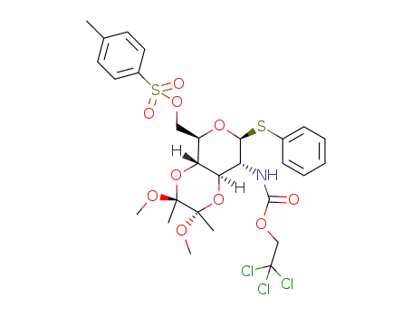 phenyl 2-deoxy-3,4-O-(2,3-dimethoxybutane-2,3-diyl)-1-thio-6-O-p-toluenesulfonyl-2-(2,2,2-trichloroethoxycarbonylamino)-β-D-glucopyranoside