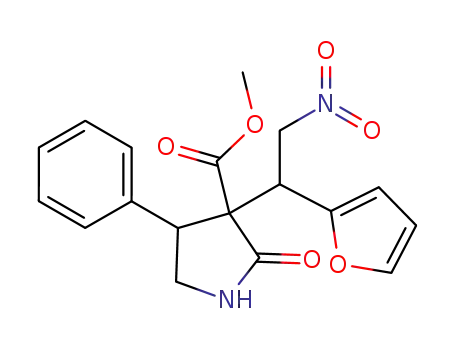 Molecular Structure of 1005085-89-1 (3-methoxycarbonyl-3-[2-nitro-1-(2-furyl)ethyl]-4-phenyl-2-pyrrolidone)