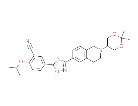 Molecular Structure of 1333996-67-0 (5-(3-(2-(2,2-dimethyl-1,3-dioxan-5-yl)-1,2,3,4-tetrahydroisoquinolin-6-yl)-1,2,4-oxadiazol-5-yl)-2-isopropoxybenzonitrile)