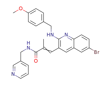 Molecular Structure of 1321992-40-8 (3-(2-(4-methoxybenzylamino)-6-bromoquinolin-3-yl)-2-methyl-N-(pyridin-3-ylmethyl)acrylamide)