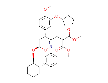 dimethyl (4R,6R,7S,8S)-2-[4-[3-(cyclopentyloxy)-4-(methyloxy)phenyl-6-[(2-phenylcyclohexyl)oxy]-5,6-dihydro-4H-1,2-oxazin-3-yl]methyl]propanedioate