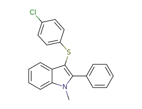 Molecular Structure of 1346164-88-2 (3-((4-chlorophenyl)thio)-1-methyl-2-phenyl-1H-indole)