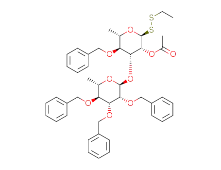 ethyl 2-O-acetyl-4-O-benzyl-3-(2',3',4'-tri-O-benzyl-α-L-rhamnopyranosyl)-α-L-rhamnopyranosyl disulfide