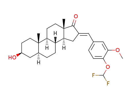 Molecular Structure of 1241046-57-0 (16E-(4-difluoromethoxy-3-methoxybenzylidene)-3β-hydroxy-5α-androstan-17-one)