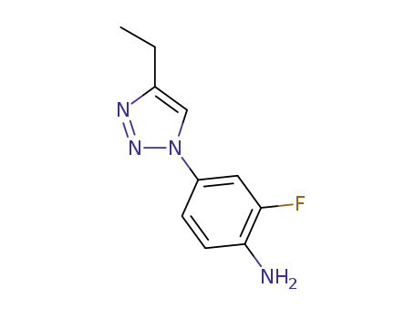 Molecular Structure of 1276538-16-9 (4-(4-ethyl-1H-1,2,3-triazol-1-yl)-2-fluoroaniline)